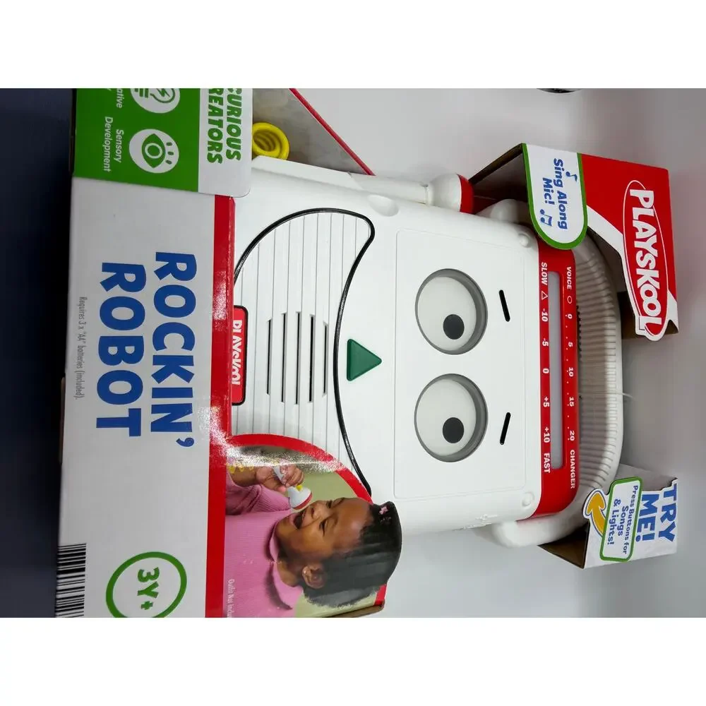 Playskool Rockin' Robot Toy Sing-Along Microphone Songs Lights Learning NEW